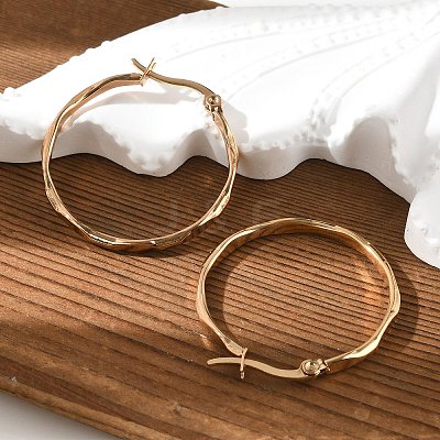 Ion Plating(IP) 304 Stainless Steel Hoop Earrings EJEW-L215-29G-1