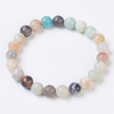 Natural Flower Amazonite Stretch Bracelets BJEW-JB03683-02-1