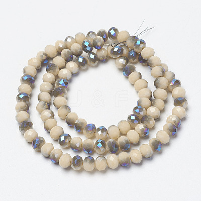Electroplate Opaque Solid Color Glass Beads Strands EGLA-A034-P4mm-I04-1