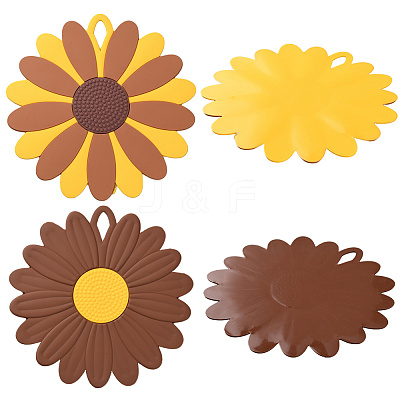 2Pcs 2 Style Flower Silicone Hot Pads AJEW-GF0011-17B-1