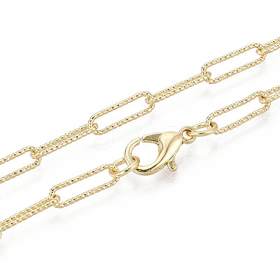 Brass Textured Paperclip Chain Necklace Making MAK-S072-03A-LG-1