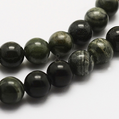 Natural Green Wood Lace Stone Wooden Jasper Beads Strands G-J358-04-8mm-1