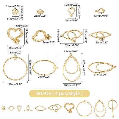 40Pcs 10 Style Alloy Links Connectors FIND-AR0001-03LG-1