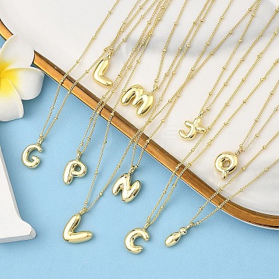 1Pc Initial Letter Brass Pendant Necklaces NJEW-YW0001-24I-1