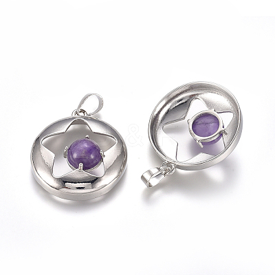 Natural Amethyst Pendants G-L512-S10-1