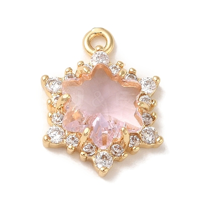 Brass with Cubic Zirconia Pendants KK-G499-15G-01-1