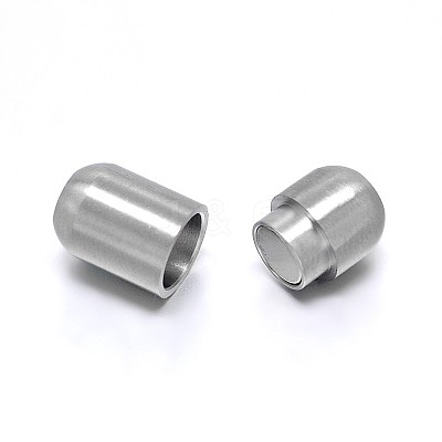 Tarnish Resistant Barrel 304 Stainless Steel Magnetic Clasps with Glue-in Ends X-STAS-D059-18B-1