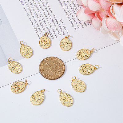 10Pcs 5 Style Rack Plating Brass Pendants KK-DC0002-67-1