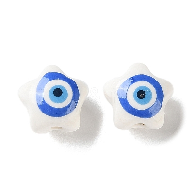 White Base Blue Evil Eye Hand Painted Ceramic Porcelain Beads PR-CBA3F2D-04D-1