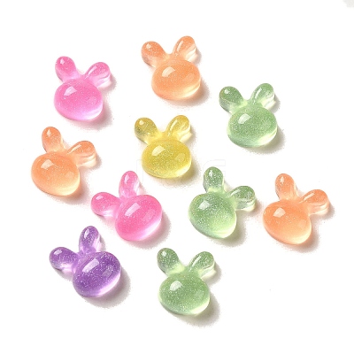 Transparent Resin Decoden Cabochons with Glitter Powder RESI-E053-08D-1