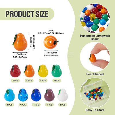 36Pcs 9 Colors Handmade Lampwork Beads LAMP-TA0002-18-1