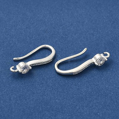 Rack Plating Brass Micro Pave Clear Cubic Zirconia Earring Hooks KK-A231-05S-1