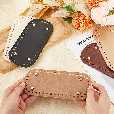 5Pcs 5 Colors Oval PU Leather Knitting Crochet Bags Nail Bottom Shaper Pad PURS-PH0001-21-1
