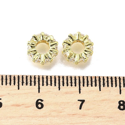 Brass Micro Pave Clear Cubic Zirconia Beads KK-K300-02C-G-1