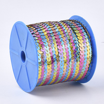 Eco-Friendly Electroplate Ornament Accessories Plastic Paillette Bead Strands PVC-T006-02-1