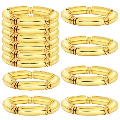 6Pcs CCB Plastic Curved Tube Beaded Stretch Bracelet Sets BJEW-SW001583-01-1