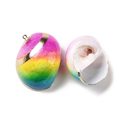 Spray Painted Natural Spiral Shell Pendants SSHEL-C011-03-1