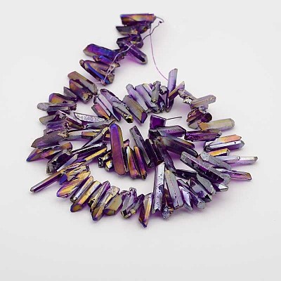 Natural Electroplated Quartz Crystal Beads Strands G-F206-03-1