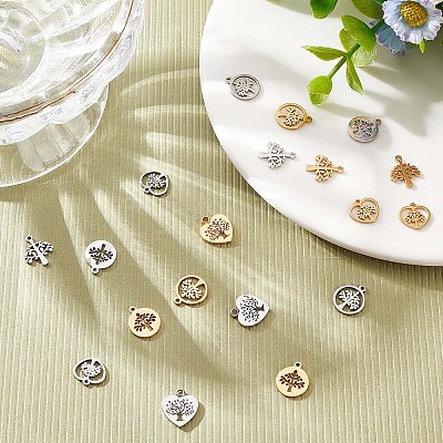20Pcs 10 Style 304 Stainless Steel Charms STAS-CN0001-07-1