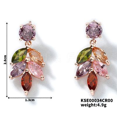 Sweet Brass Cubic Zirconia Earrings WI7590-1-1
