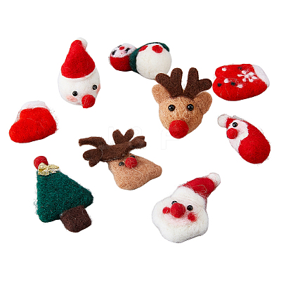 9Pcs 9 Styles Christmas Wool Needle Felting Crafts AJEW-FH0005-27-1