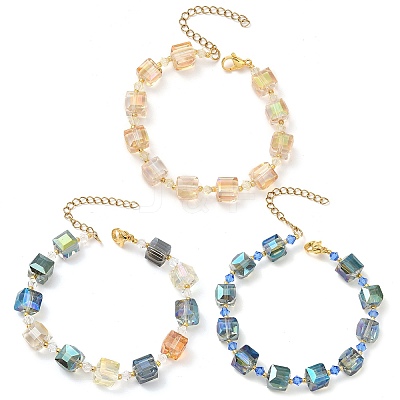 Electroplate Glass Beaded Stretch Bracelet Sets for Women BJEW-JB11213-1