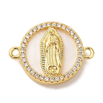 Rack Plating Brass Micro Pave Clear Cubic Zirconia Religion Connector Charms X-KK-L220-003G-01-1