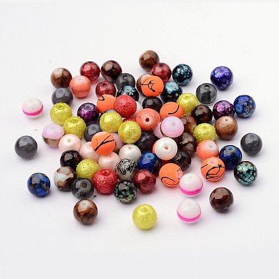 Mixed Style & Mixed Color Round Spray Painted Glass Beads DGLA-X0003-8mm-1