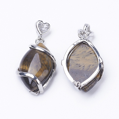 Natural Tiger Eye Pendants X-G-E423-06P-1