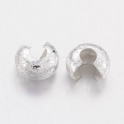 Brass Crimp Beads Covers X-KK-G016-S-NF-1