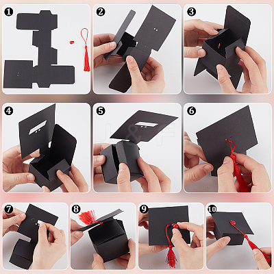 Graduation Cap Shaped Paper Gift Box Sets AJEW-WR0002-70-1