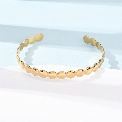 304 Stainless Steel Open Cuff Bangles for Women BJEW-K293-01A-G-1