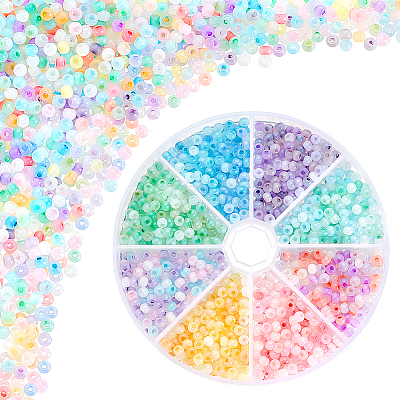 8 Bags 8 Colors Glass Round Seed Beads SEED-PH0001-93-1
