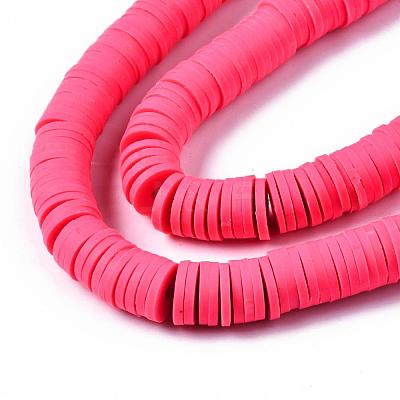 Flat Round Handmade Polymer Clay Beads CLAY-R067-10mm-25-1
