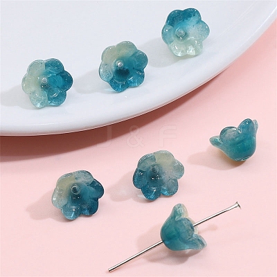 10Pcs Gradient Color Transparent Glass Bead Caps PW-WG464DA-16-1