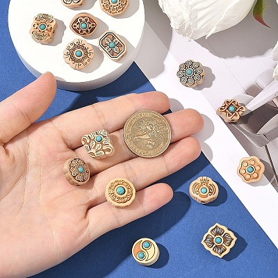 15Pcs 15 Styles Poplar Wood Beads WOOD-YW0001-80-1