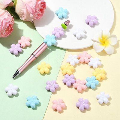 40Pcs 5 Colors Opaque Acrylic Beads OACR-FS0002-85-1