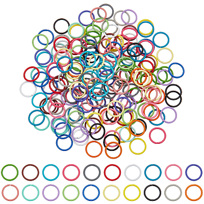 200Pcs 20 Colors Baking Paint Iron Open Jump Rings IFIN-PH0002-10-1