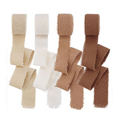 4 Rolls 4 Colors Cotton Frayed Ribbons OCOR-PH0005-71-1