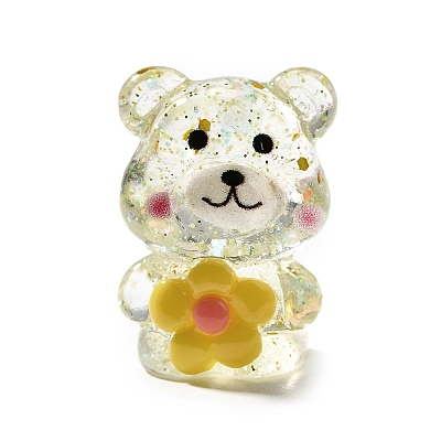 Transparent Resin Little Bear Ornament RESI-S015-01G-1