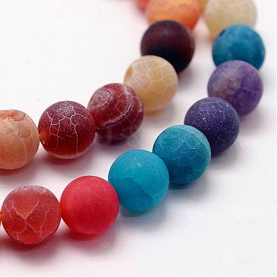 Frosted Natural Weathered Agate Beads Strands G-F367-6mm-08-1