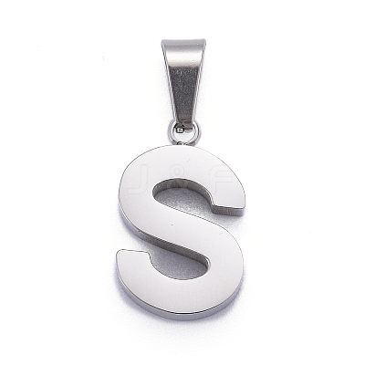 Non-Tarnish 304 Stainless Steel Letter Pendants LS-STAS-H127-S-P-1