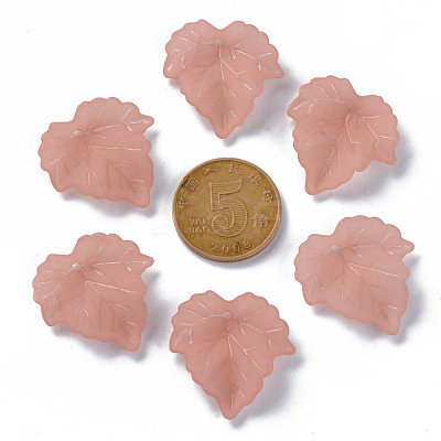 Transparent Frosted Acrylic Leaf Pendants X-PAF002Y-6-1