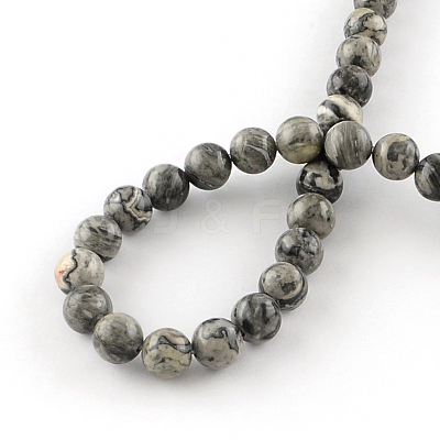 Natural Map Stone/Picasso Stone/Picasso Jasper Beads Strands X-G-S188-6mm-1