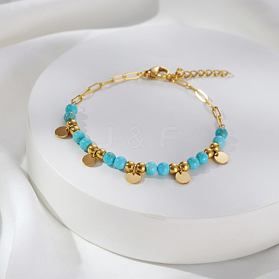 Stainless Steel Flat Round Charm Bracelets KM5058-2-1