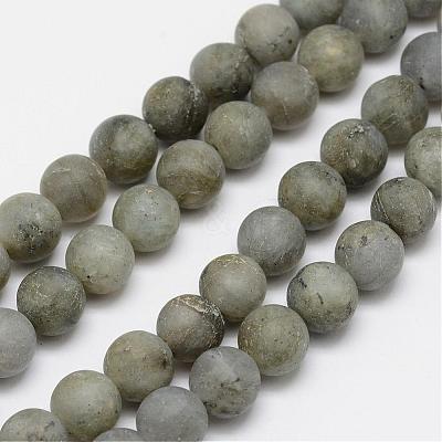 Natural Labradorite Frosted Bead Strands G-O155-04B-8mm-1