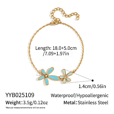 304 Stainless Steel Enamel Flower Link Bracelets for Women HM6376-1-1