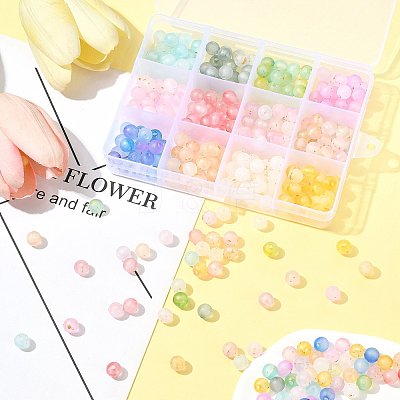 360Pcs 12 Colors Frosted Transparent Acrylic Beads OACR-FS0002-23-1