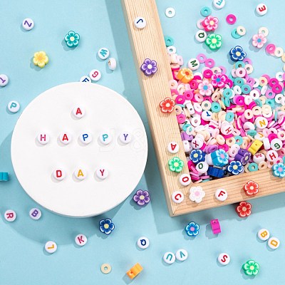 50Pcs Handmade Polymer Clay Flower Plum Blossom Beads DIY-FS0001-55-1