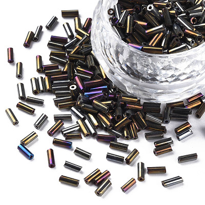 Metallic Colours Glass Bugle Beads SEED-N005-001-D03-1